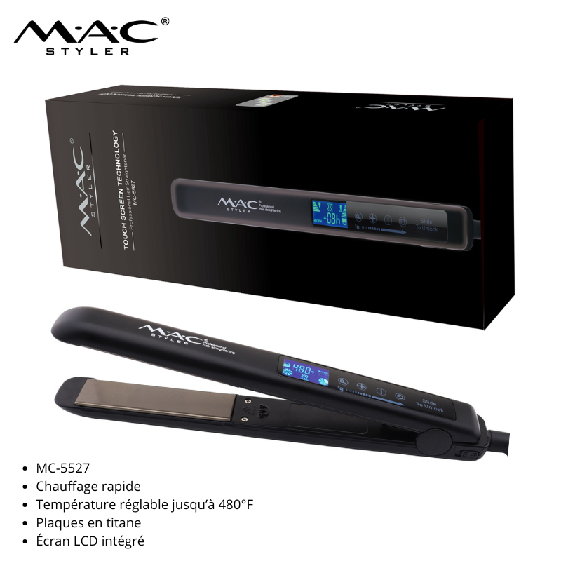 Lisseur Professionnel en Titane avec Écran LCD et Température Réglable jusqu’à 480°F